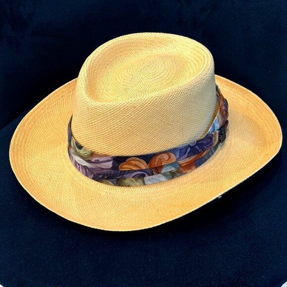 Biltmore Vintage Traditional Panama hat with silk ribbon and pin - Picture 1 of 5